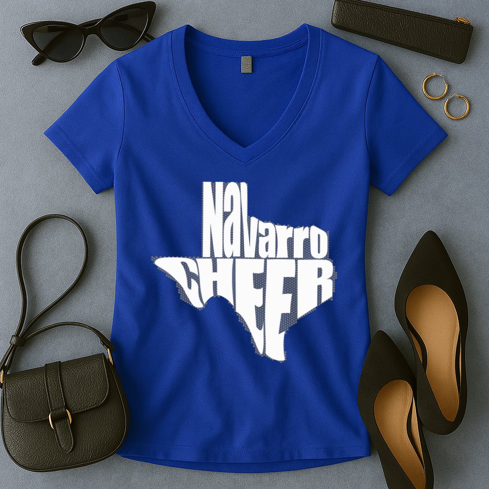 Texas Map Navarro Cheer Apparel Gift Navarro Cheer Gift Women's V-Neck T-Shirt