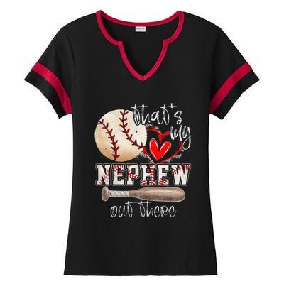 ThatS My Nephew Out There Baseball Aunt Auntie MotherS Day Ladies Halftime Notch Neck Tee