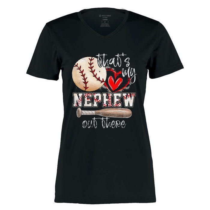 ThatS My Nephew Out There Baseball Aunt Auntie MotherS Day Women's Momentum V-Neck T-Shirt