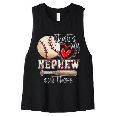 ThatS My Nephew Out There Baseball Aunt Auntie MotherS Day Women's Racerback Cropped Tank