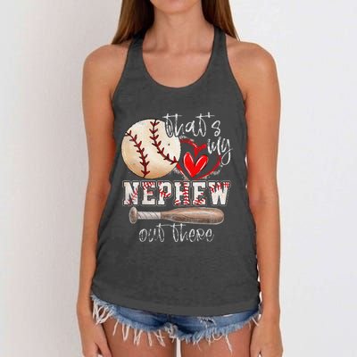 ThatS My Nephew Out There Baseball Aunt Auntie MotherS Day Women's Knotted Racerback Tank