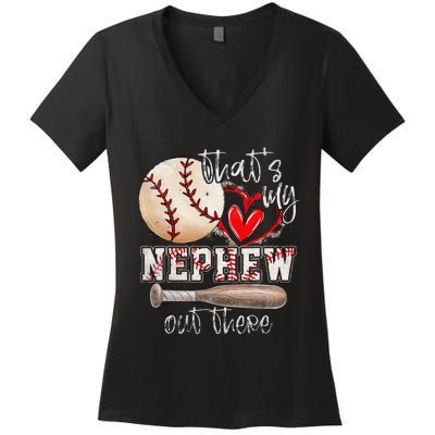 ThatS My Nephew Out There Baseball Aunt Auntie MotherS Day Women's V-Neck T-Shirt