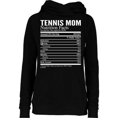 Tennis Mom Nutritional Facts Funny Gift Womens Funnel Neck Pullover Hood