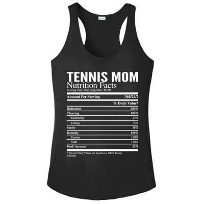 Tennis Mom Nutritional Facts Funny Gift Ladies PosiCharge Competitor Racerback Tank
