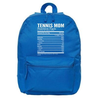 Tennis Mom Nutritional Facts Funny Gift 16 in Basic Backpack