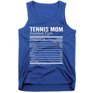 Tennis Mom Nutritional Facts Funny Gift Tank Top