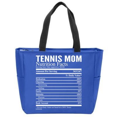 Tennis Mom Nutritional Facts Funny Gift Zip Tote Bag