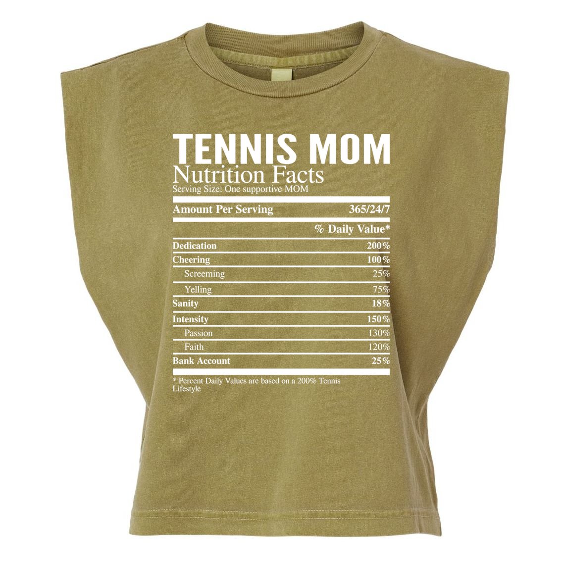 Tennis Mom Nutritional Facts Funny Gift Garment-Dyed Women's Muscle Tee