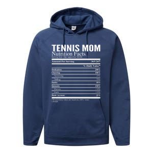 Tennis Mom Nutritional Facts Funny Gift Performance Fleece Hoodie