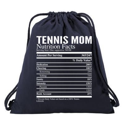 Tennis Mom Nutritional Facts Funny Gift Drawstring Bag