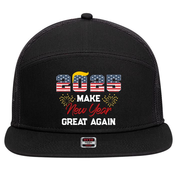 Trump Make New Year Great Again Happy New Years Eve Day 2025 7 Panel Mesh Trucker Snapback Hat