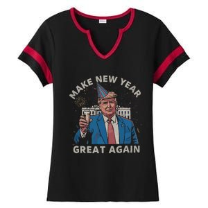 Trump Make New Year Great Again Happy New Years Eve Day 2025 Ladies Halftime Notch Neck Tee