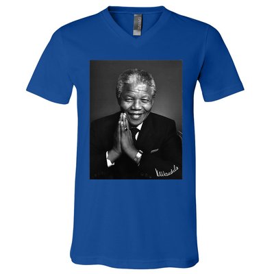 Tata Madiba Nelson Mandela Signature Collection V-Neck T-Shirt