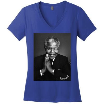 Tata Madiba Nelson Mandela Signature Collection Women's V-Neck T-Shirt