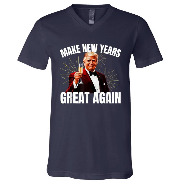 Trump Make New Year Great Again Happy New Years Eve Day 2025 V-Neck T-Shirt