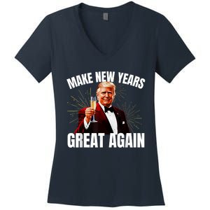 Trump Make New Year Great Again Happy New Years Eve Day 2025 Women's V-Neck T-Shirt