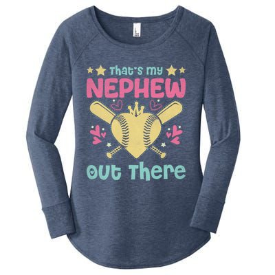 ThatS My Nephew Out There Baseball Aunt Auntie MotherS Day Gift Women's Perfect Tri Tunic Long Sleeve Shirt