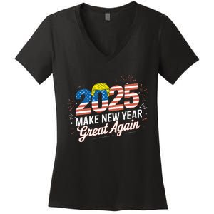 Trump Make New Year Great Again Happy New Years Eve Day 2025 Women's V-Neck T-Shirt