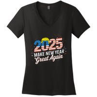 Trump Make New Year Great Again Happy New Years Eve Day 2025 Women's V-Neck T-Shirt