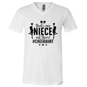 That's My Niece Cheer Aunt Cheerleading Auntie V-Neck T-Shirt