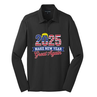 Trump Make New Year Great Again Happy New Years Eve Day 2025 Silk Touch Performance Long Sleeve Polo