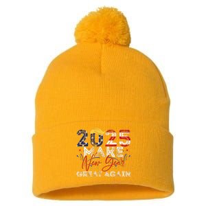 Trump Make New Year Great Again Happy New Years Eve Day 2025 Pom Pom 12in Knit Beanie