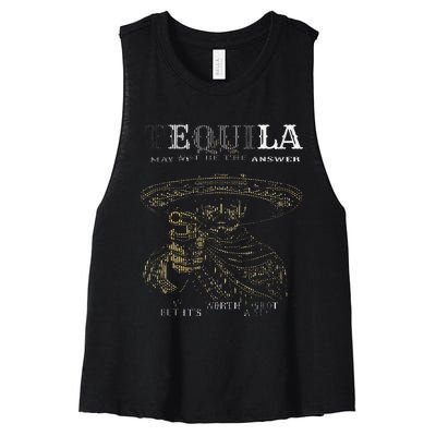 Tequila May Not Be The Answer But ItS Worth A Shot Women's Racerback Cropped Tank