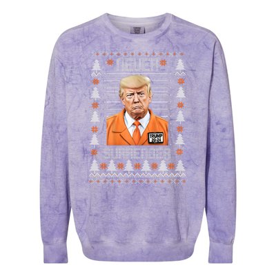 Trump Mugshot Never Surrender Ugly Christmas Colorblast Crewneck Sweatshirt