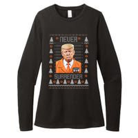 Trump Mugshot Never Surrender Ugly Christmas Womens CVC Long Sleeve Shirt