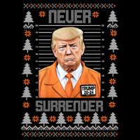 Trump Mugshot Never Surrender Ugly Christmas Poster