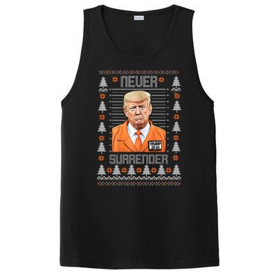 Trump Mugshot Never Surrender Ugly Christmas PosiCharge Competitor Tank