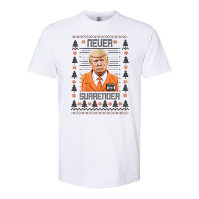 Trump Mugshot Never Surrender Ugly Christmas Softstyle CVC T-Shirt