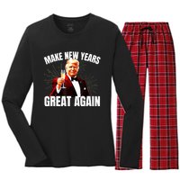 Trump Make New Year Great Again Happy New Years Eve Day 2025 Women's Long Sleeve Flannel Pajama Set 