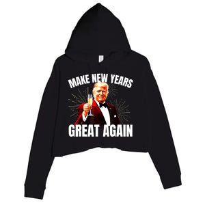 Trump Make New Year Great Again Happy New Years Eve Day 2025 Crop Fleece Hoodie