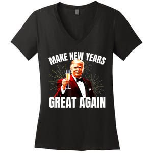 Trump Make New Year Great Again Happy New Years Eve Day 2025 Women's V-Neck T-Shirt