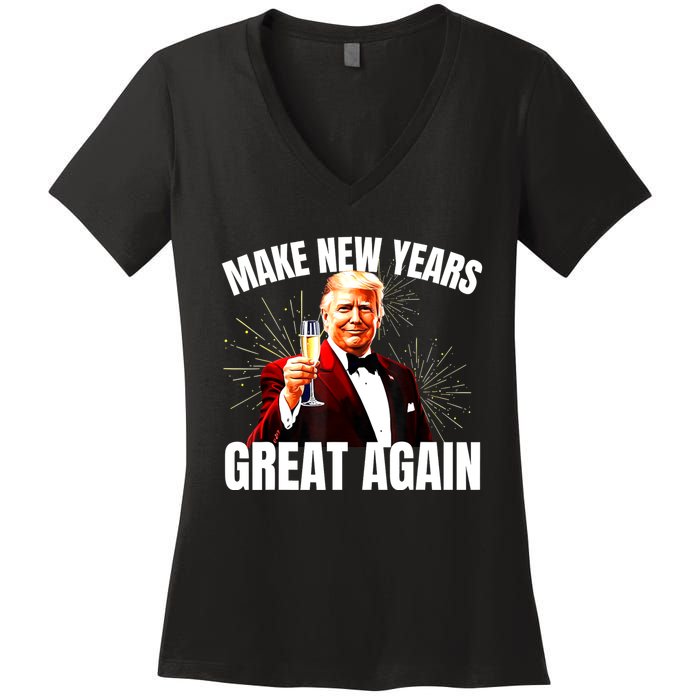 Trump Make New Year Great Again Happy New Years Eve Day 2025 Women's V-Neck T-Shirt