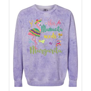 This Mamacita Needs A Margarita Fiesta Flamingo Colorblast Crewneck Sweatshirt