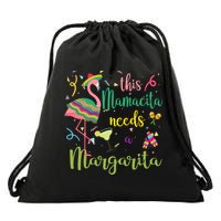 This Mamacita Needs A Margarita Fiesta Flamingo Drawstring Bag
