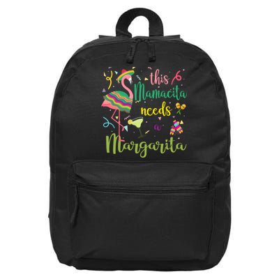This Mamacita Needs A Margarita Fiesta Flamingo 16 in Basic Backpack