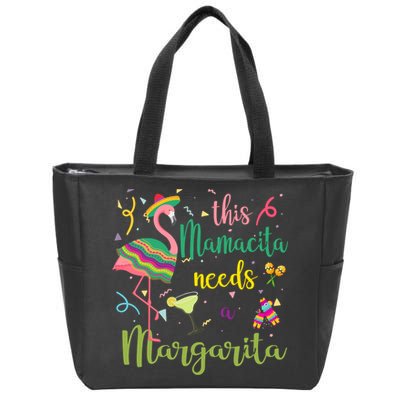 This Mamacita Needs A Margarita Fiesta Flamingo Zip Tote Bag
