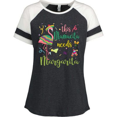 This Mamacita Needs A Margarita Fiesta Flamingo Enza Ladies Jersey Colorblock Tee