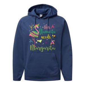 This Mamacita Needs A Margarita Fiesta Flamingo Performance Fleece Hoodie