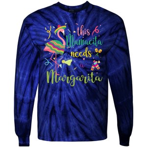 This Mamacita Needs A Margarita Fiesta Flamingo Tie-Dye Long Sleeve Shirt