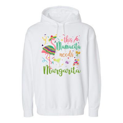This Mamacita Needs A Margarita Fiesta Flamingo Garment-Dyed Fleece Hoodie