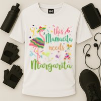 This Mamacita Needs A Margarita Fiesta Flamingo Cooling Performance Crew T-Shirt