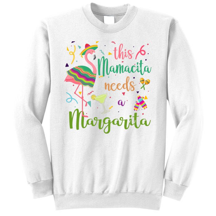 This Mamacita Needs A Margarita Fiesta Flamingo Sweatshirt