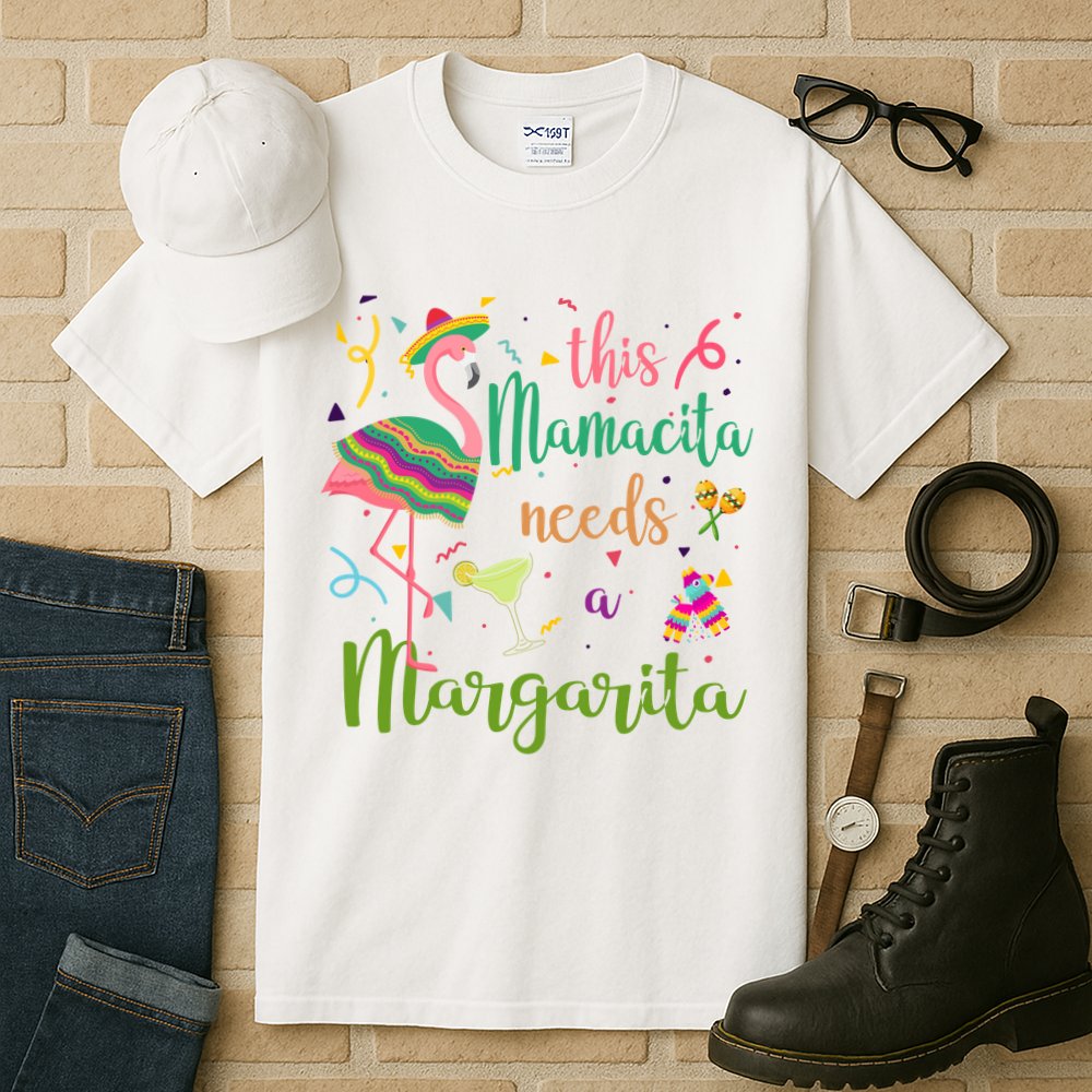 This Mamacita Needs A Margarita Fiesta Flamingo Tall T-Shirt