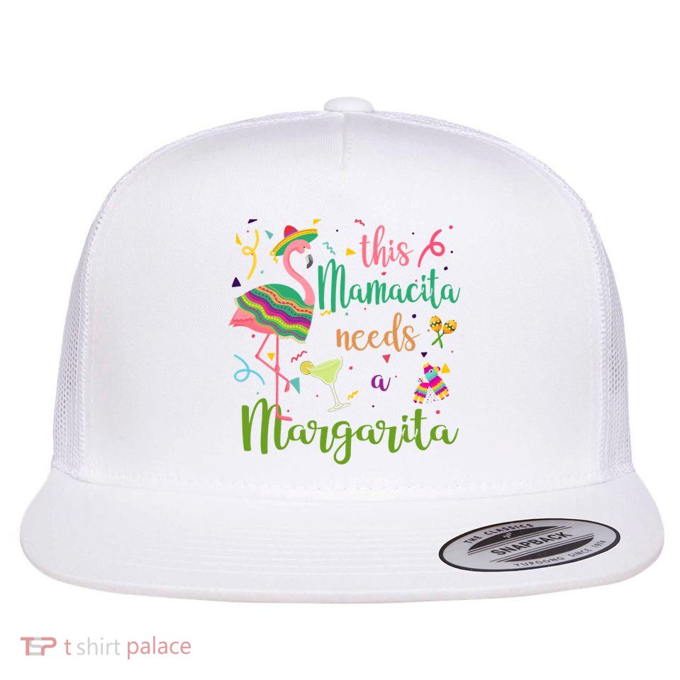 This Mamacita Needs A Margarita Fiesta Flamingo Flatbill Hat