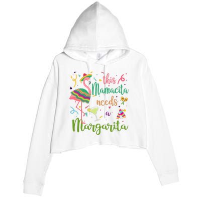 This Mamacita Needs A Margarita Fiesta Flamingo Crop Fleece Hoodie