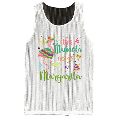 This Mamacita Needs A Margarita Fiesta Flamingo Mesh Reversible Basketball Jersey Tank